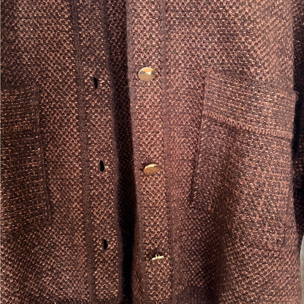 Mng Bomber Cardigan In Dark Brown Size Medium - Picture 7 of 7